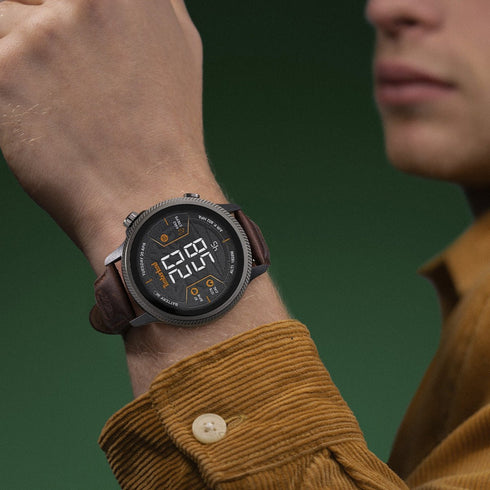 TIMBERLAND SMARTWATCHTimberland Trail Force Smartwatch Set TDIGB0064502 - SET – Black Case, Interchangeable Brown Leather and Blue Silicone StrapsWATCHESEcecile