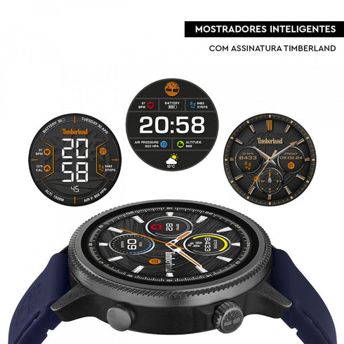 TIMBERLAND SMARTWATCHTimberland Trail Force Smartwatch Set TDIGB0064502 - SET – Black Case, Interchangeable Brown Leather and Blue Silicone StrapsWATCHESEcecile