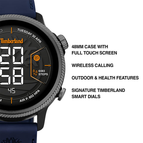 TIMBERLAND SMARTWATCHTimberland Trail Force S1 GPS Smartwatch TDIGB0064502 – Gray Case, Blue Silicone StrapWATCHESEcecile