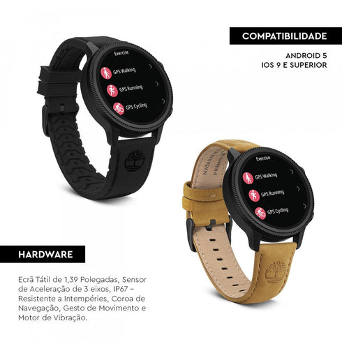 TIMBERLAND SMARTWATCHTimberland Trail Force S1 GPS Smartwatch TDIGB0064503 - SET – Black Case, Leather and Silicone StrapsWATCHESEcecile