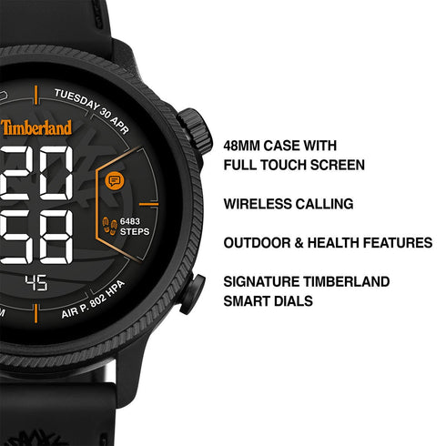 TIMBERLAND SMARTWATCHTimberland Trail Force S1 GPS Smartwatch – Black Case, Black Silicone StrapWATCHESEcecile