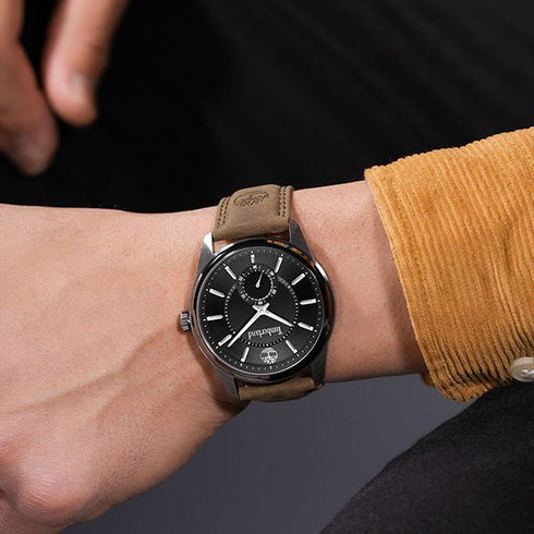 TIMBERLANDTimberland TDWGA0029703 Northbridge Men's Watch – 45mm Grey Stainless Steel Case, Brown Leather Strap, Black Dial, 5 ATM Water ResistanceWATCHESEcecile