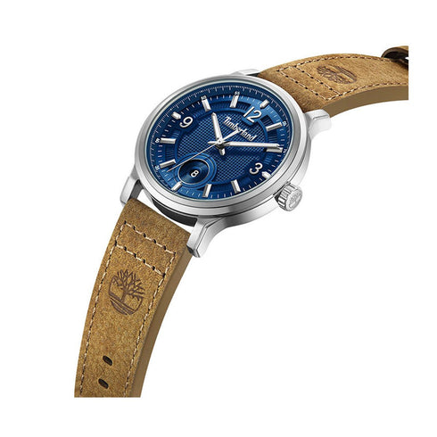 TIMBERLANDTimberland TDWGB0055903 Men's Watch – Gray Stainless Steel Case, Blue Dial, Brown Leather StrapWATCHESEcecile