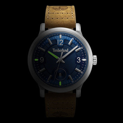 TIMBERLANDTimberland TDWGB0055903 Men's Watch – Gray Stainless Steel Case, Blue Dial, Brown Leather StrapWATCHESEcecile