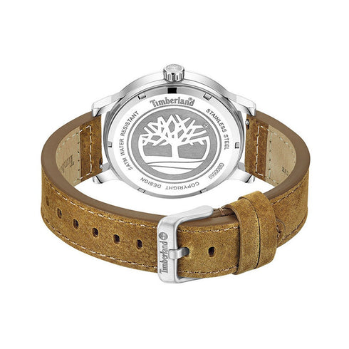 TIMBERLANDTimberland TDWGB0055903 Men's Watch – Gray Stainless Steel Case, Blue Dial, Brown Leather StrapWATCHESEcecile