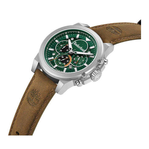 TIMBERLANDTimberland TDWGB0056001 Fast Strike Men's Chronograph Watch – 46mm Stainless Steel Case, Green Dial, Brown Leather Strap, 5 ATM Water ResistanceWATCHESEcecile