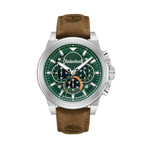 TIMBERLANDTimberland TDWGB0056001 Fast Strike Men's Chronograph Watch – 46mm Stainless Steel Case, Green Dial, Brown Leather Strap, 5 ATM Water ResistanceWATCHESEcecile