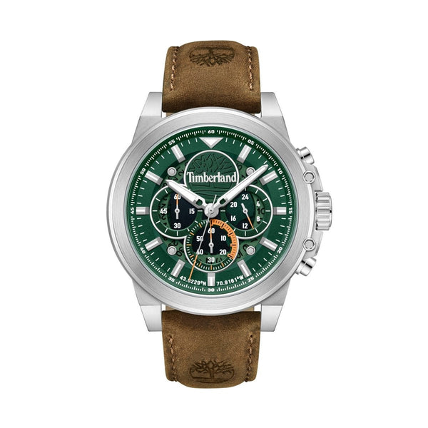 TIMBERLANDTimberland TDWGB0056001 Fast Strike Men's Chronograph Watch – 46mm Stainless Steel Case, Green Dial, Brown Leather Strap, 5 ATM Water ResistanceWATCHESEcecile