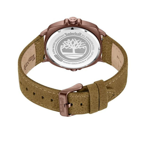 TIMBERLANDTimberland TDWGB2230802 Men's Watch – 44mm Rose Gold - Tone Steel Case, Beige Dial, Brown Leather Strap, 5 ATM Water ResistanceWATCHESEcecile