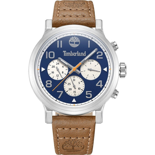 TIMBERLANDTimberland Pancher TDWGF0028904 Men's 46mm Blue Dial Quartz Watch – Brown Leather StrapWATCHESEcecile