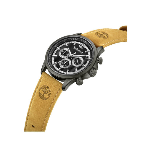 TIMBERLANDTimberland Bernardston Men's Dual - Time Chronograph Watch TDWGF0054603 – Black Stainless Steel Case, Black Dial, Brown Leather StrapWATCHESEcecile