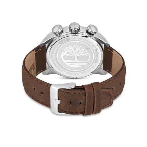 TIMBERLANDTimberland TDWGF2200703 Hadlock Men's Watch – 46mm Silver Stainless Steel Case, Blue Dial, Brown Leather Strap, Multifunction Quartz, 5 ATM Water ResistanceWATCHESEcecile