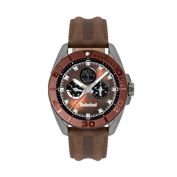 TIMBERLANDTimberland Fairhill TDWGF2200902 Men's 44mm Brown Dial Quartz Watch, Brown Leather StrapWATCHESEcecile