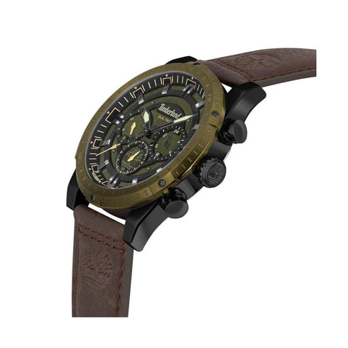 TIMBERLANDTimberland TDWGF2202001 Fitzwilliam Men's Watch – 45mm Brown Stainless Steel Case, Khaki Dial, Brown Leather Strap, Quartz Movement, 5 ATM Water ResistanceWATCHESEcecile