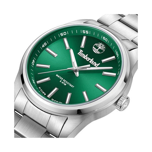 TIMBERLANDTimberland Northbridge Men's Watch TDWGG0010806 – Silver - Tone Case, Green Dial, Stainless Steel BraceletWATCHESEcecile