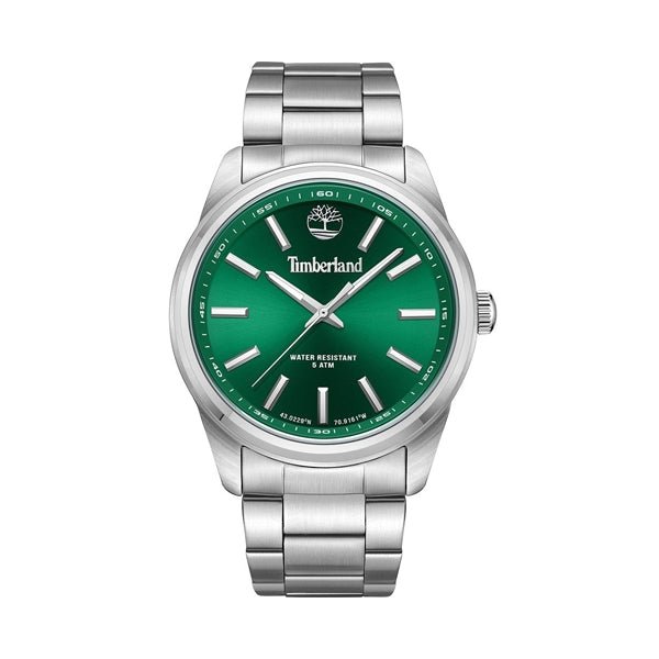 TIMBERLANDTimberland Northbridge Men's Watch TDWGG0010806 – Silver - Tone Case, Green Dial, Stainless Steel BraceletWATCHESEcecile