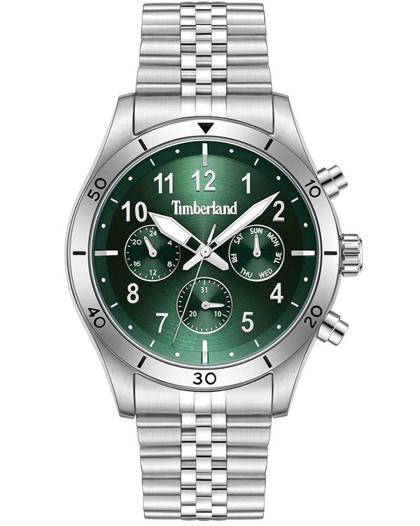 TIMBERLANDTimberland Ashmont Men's Watch TDWGK0054702 – Silver - Tone Case, Green Dial, Stainless Steel BraceletWATCHESEcecile