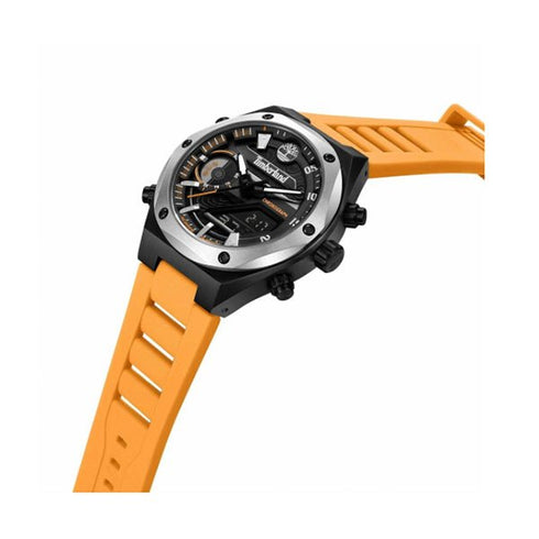 TIMBERLANDTimberland Abbotville TDWGP2231402 Men's 45mm Black Dial Quartz Watch – Orange Silicone StrapWATCHESEcecile