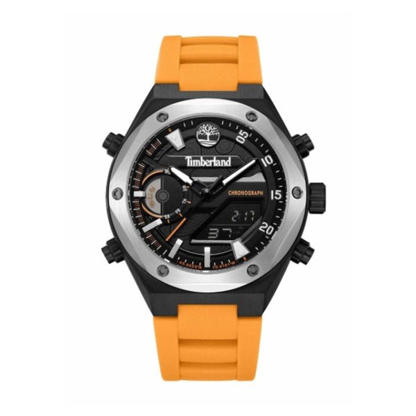 TIMBERLANDTimberland Abbotville TDWGP2231402 Men's 45mm Black Dial Quartz Watch – Orange Silicone StrapWATCHESEcecile
