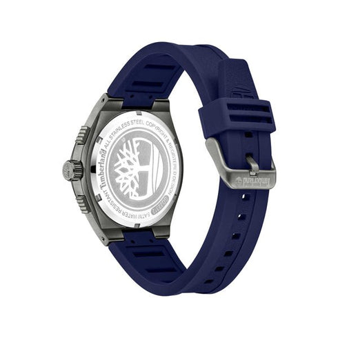 TIMBERLANDTimberland TDWGQ2231201 Abbotville Men's Chronograph Watch – 45mm Grey Stainless Steel Case, Blue Silicone Strap, Blue Dial, 5 ATM Water ResistanceWATCHESEcecile