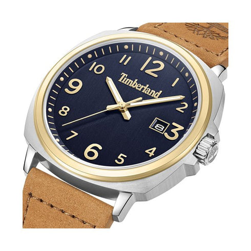 TIMBERLANDTimberland TDWLB0030201 Actwell Men's Watch – 44mm Gold - Tone Stainless Steel Case, Blue Dial, Brown Leather Strap, Date Display, 5 ATM Water ResistanceWATCHESEcecile