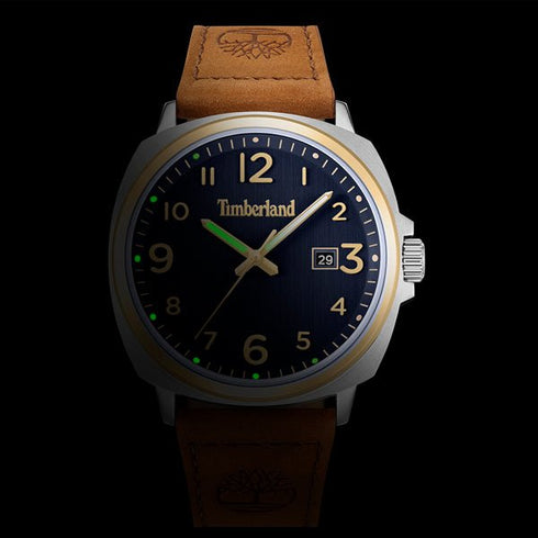 TIMBERLANDTimberland TDWLB0030201 Actwell Men's Watch – 44mm Gold - Tone Stainless Steel Case, Blue Dial, Brown Leather Strap, Date Display, 5 ATM Water ResistanceWATCHESEcecile