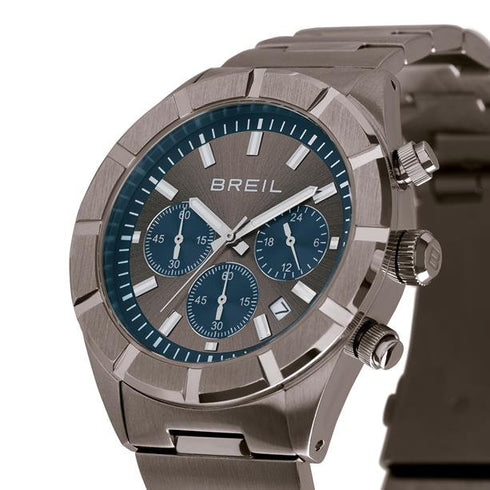 BREILBreil B12H TW2073 Men's Chronograph – Grey Sunray Dial, Blue Subdials, 42mm Steel BraceletWATCHESEcecile