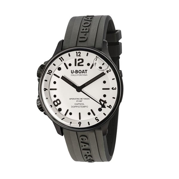 U - BOATU - Boat Capsoil U8889/A Dual Time Watch – 45mm DLC Steel, White Dial, Oil ImmersionWATCHESEcecile