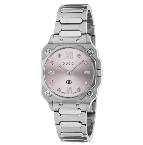 GUCCIGucci YA166501 G - Flat 24mm Women's Quartz Watch - Pink Dial, Stainless Steel BraceletWATCHESEcecile