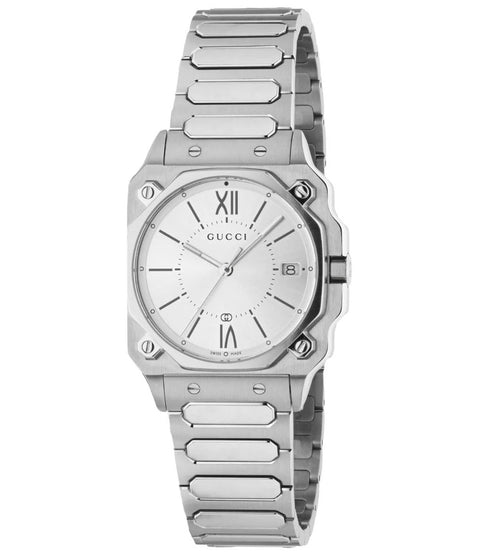 GUCCIGucci YA166504 G - Flat 30mm Unisex Quartz Watch - Silver Dial, Stainless Steel BraceletWATCHESEcecile