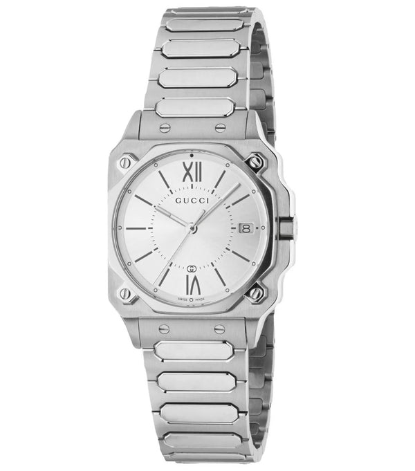 GUCCIGucci YA166504 G - Flat 30mm Unisex Quartz Watch - Silver Dial, Stainless Steel BraceletWATCHESEcecile