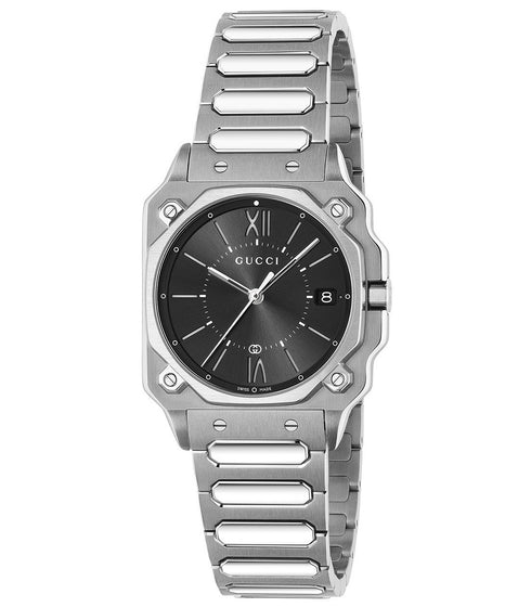 GUCCIGucci YA166505 G - Flat 30mm Unisex Quartz Watch - Black Dial, Stainless Steel BraceletWATCHESEcecile