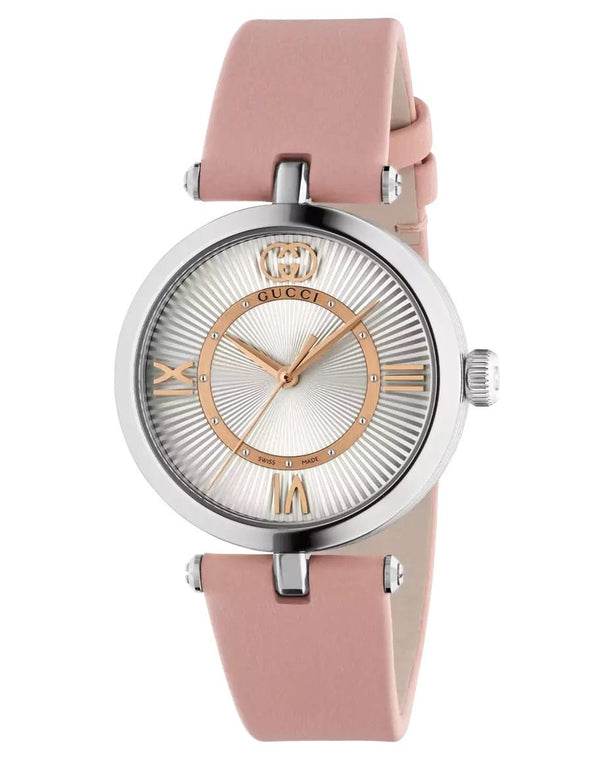 GUCCIGucci Model 2000 YA167506 30mm Women's Quartz Watch - Silver Dial, Pink Leather StrapWATCHESEcecile