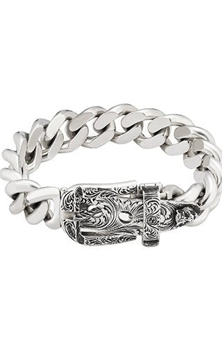 GUCCIGucci YBA476810001 Men's Sterling Silver Ring – Tiger Engraved, Vintage FinishJEWELRYEcecile