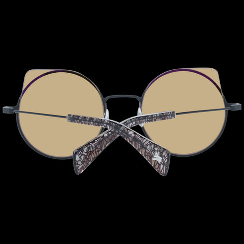 YOHJI YAMAMOTOYohji Yamamoto YY7030 479 Women's Pale Gold Titanium Cat - Eye Sunglasses with Gold Mirrored LensesEYEWEAREcecile