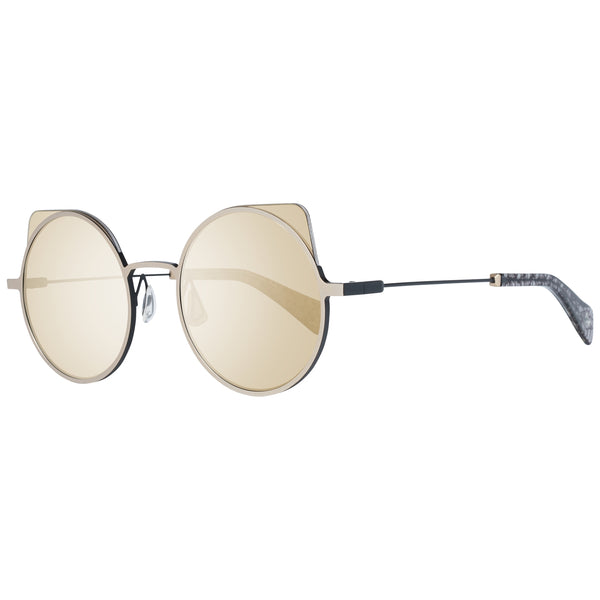 YOHJI YAMAMOTOYohji Yamamoto YY7030 479 Women's Pale Gold Titanium Cat - Eye Sunglasses with Gold Mirrored LensesEYEWEAREcecile