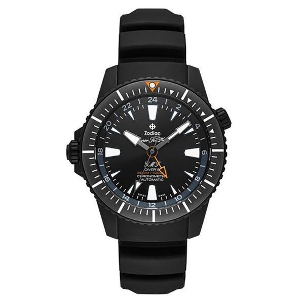 ZODIACZodiac Super Sea Wolf Pro - Diver GMT ZO3557 Men's Automatic Watch - Black Dial, Black Rubber StrapWATCHESEcecile
