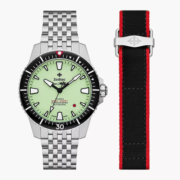 ZODIACZodiac x RedBar Super Sea Wolf Pro - Diver Automatic Watch - Pistachio Dial, Stainless Steel BraceletWATCHESEcecile