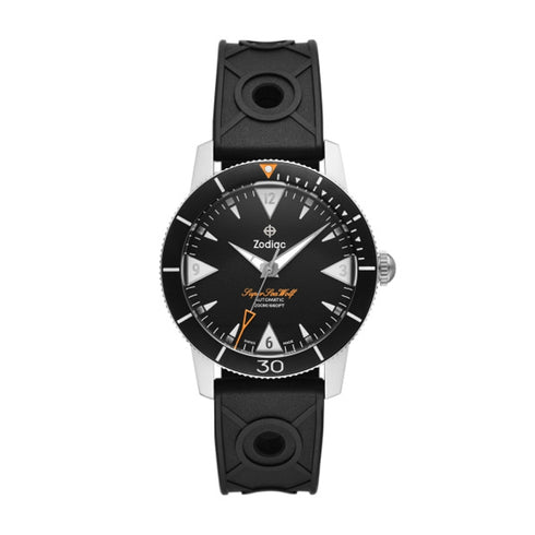 ZODIACZodiac Super Sea Wolf Skin Diver ZO9214 Men's Automatic Watch - Black Textured Dial, Black Rubber StrapWATCHESEcecile