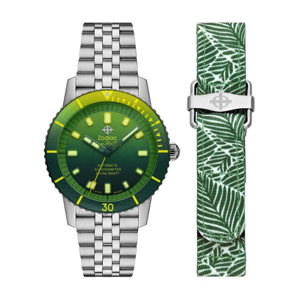 ZODIACZodiac Super Sea Wolf Compression ZO9295 Men's Automatic Watch - Green Gradient Dial, Stainless Steel BraceletWATCHESEcecile