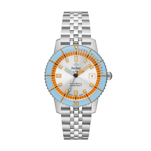 ZODIACZodiac Super Sea Wolf Compression ZO9304 Men's Automatic Watch - Silver Sunray Dial, Stainless Steel BraceletWATCHESEcecile