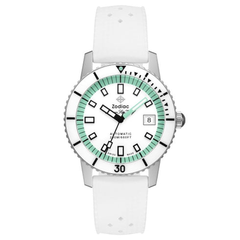 ZODIACZodiac Super Sea Wolf Compression ZO9309 Men's Automatic Watch - White Dial, White Rubber StrapWATCHESEcecile