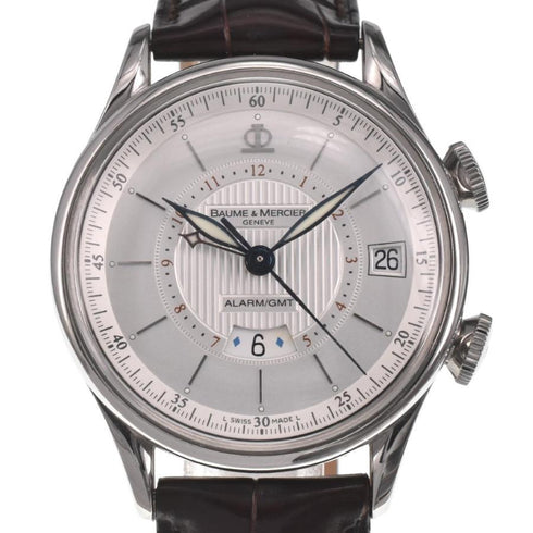 Baume & Mercier Classima Executives M0A08700 Reloj automático para hombre, esfera plateada, correa de piel marrón