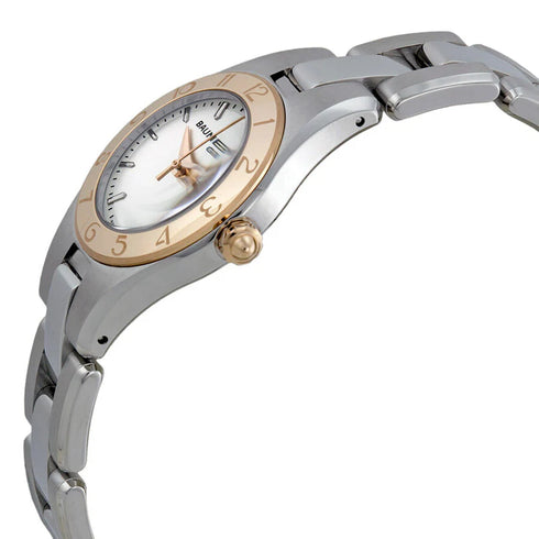 Orologio al quarzo da donna Baume & Mercier Linea 10079, quadrante argento, bracciale in acciaio inossidabile bicolore