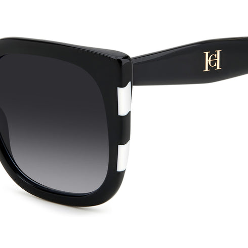 Carolina Herrera HER 0128/S 80S/9O 54 Women's Sunglasses - Black and White Frame, Grey Gradient Lenses