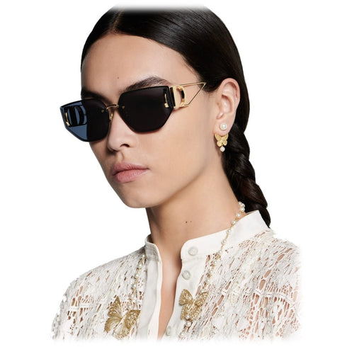 DIORDior 30 Montaigne B3U Butterfly Sunglasses – 65 mm Frameless, Gold‑Tone CD Temples, Blue Gradient Lenses, UV400EYEWEAREcecile