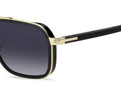BOSS 1724/S 2M2-9O Men's Sunglasses - Black and Gold Frame, Dark Grey Shaded Lenses