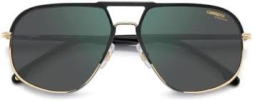 Lunettes de soleil unisexe Carrera 318/S 2M2-Q3 - monture noire et or, verres polarisants verts