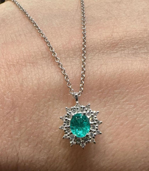 RECARLORecarlo P77CC001_SM 18K White Gold Necklace with Emerald and DiamondsJEWELRYEcecile