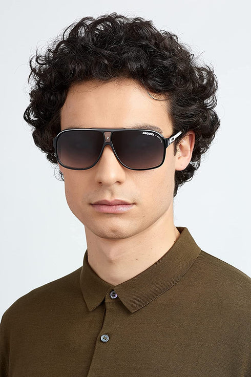CARRERACarrera Grand Prix 2 T4M/9O Unisex Sunglasses - Black/White Frame, Grey Gradient LensesEYEWEAREcecile